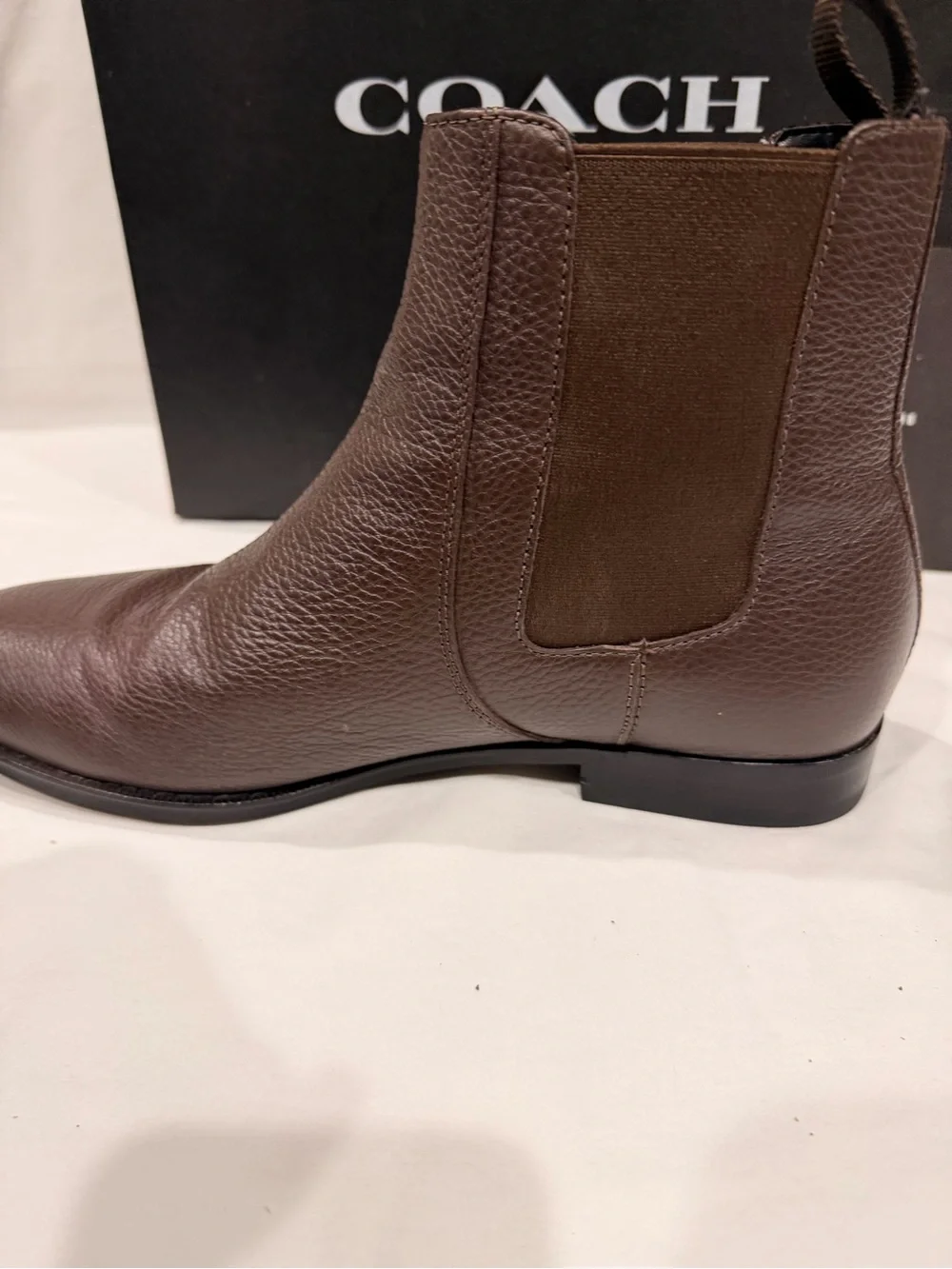 COACH Men’s Brown Pebbled Leather Chukka Chelsea Boots